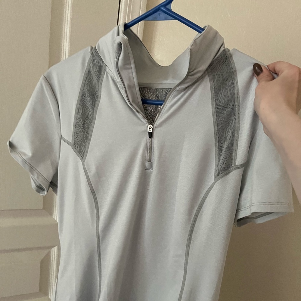 Riding Sport gray/silver riding shirt, size M.